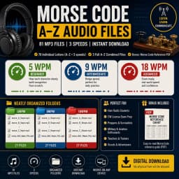 Morse Code Audio Files A-Z | 5, 9, 18 WPM CW Practice MP3 (Digital Download)