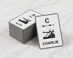 Morse Code Flash Cards | 64 Morse Alphabet Cards with NATO Phonetic Alphabet | Ham Radio Learning Cards | A4 Educational Printable