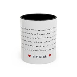 Morse Code "MY GIRL" Secret Message Mug | Romantic Couple Gift | Hidden Code Coffee Cup with Hearts